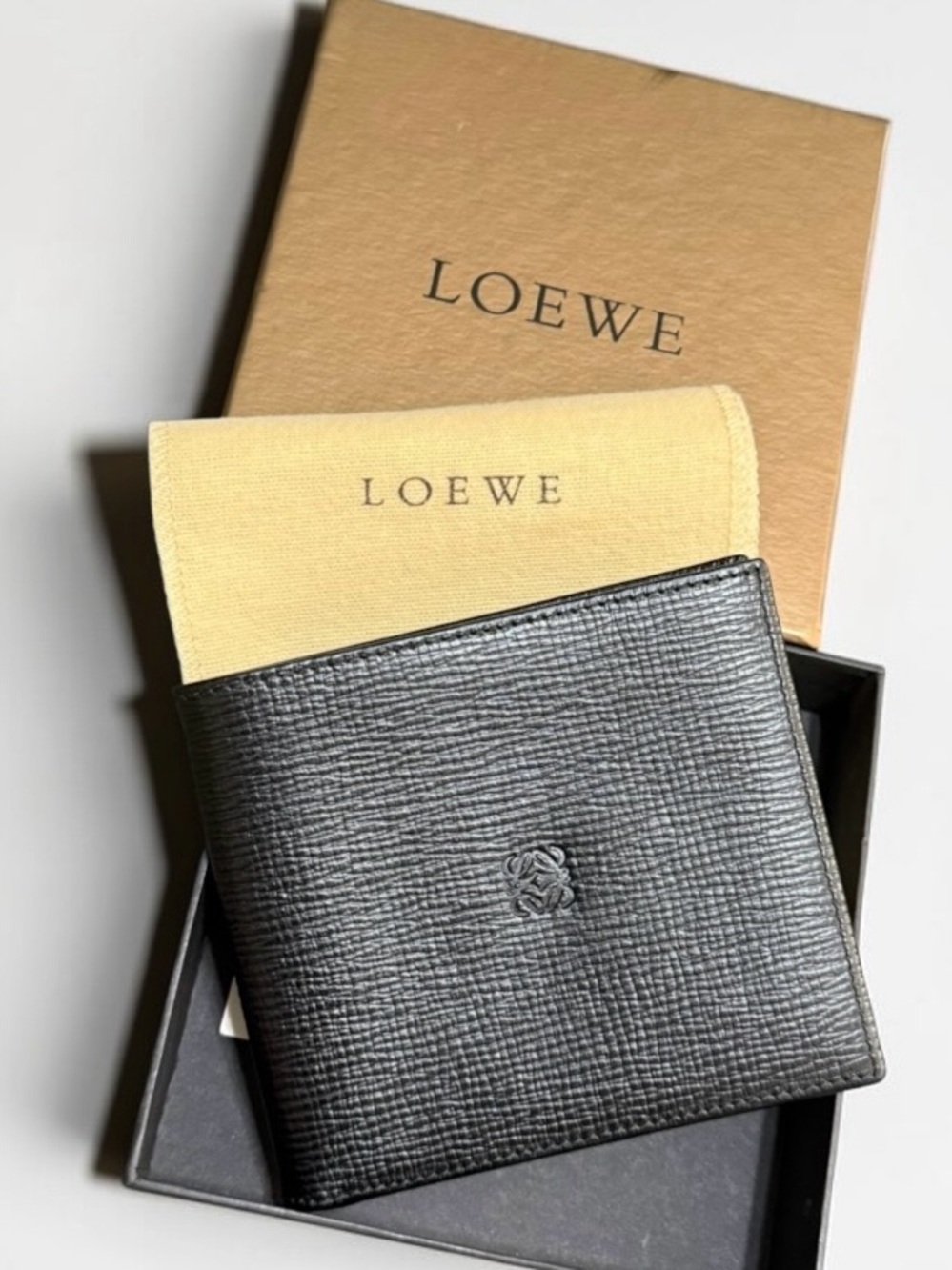 Loewe Black Textured Leather Men's Bifold Wallet